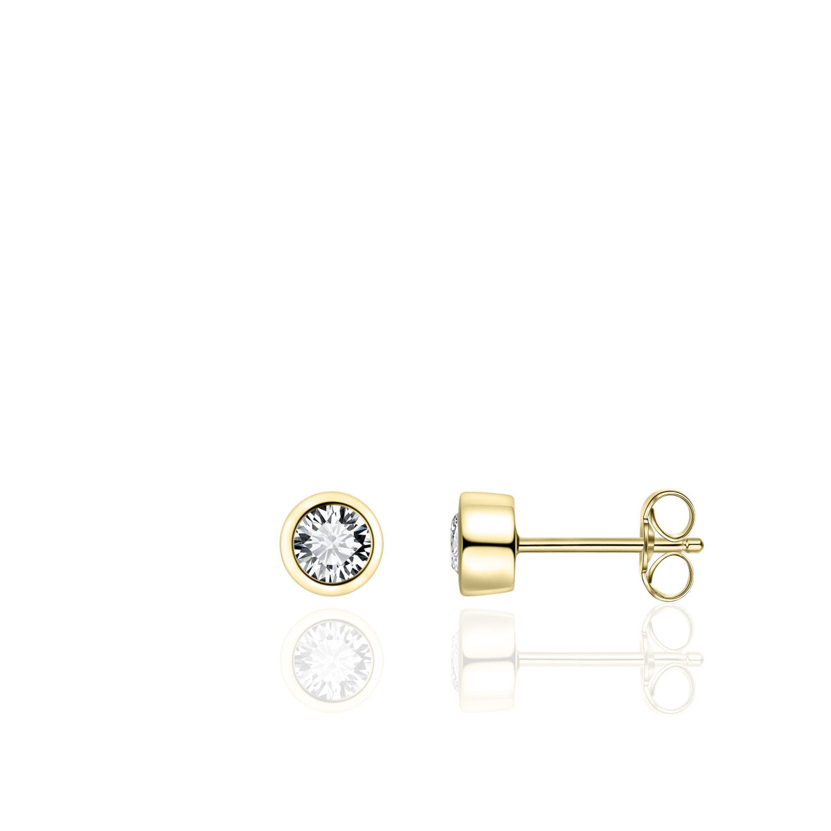 Gisser Oorringen Zilver Geel Verguld Zirkonia Wit – E1002Y
