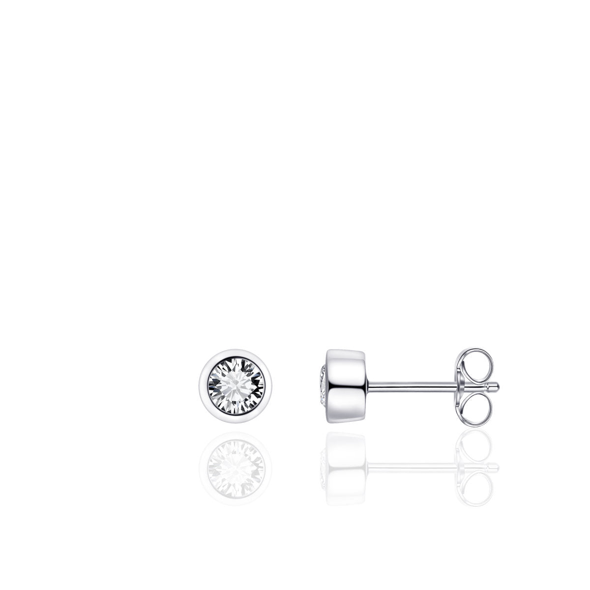 Gisser Oorringen Zilver Gerhodineerd Zirkonia Wit – E1002