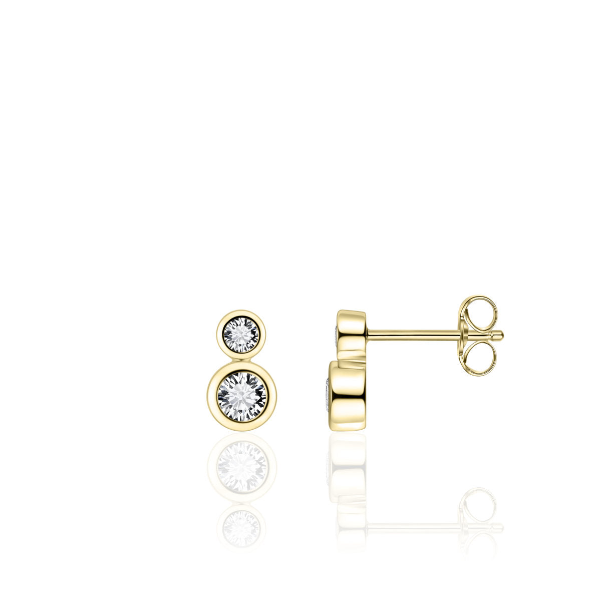 Gisser Oorringen Zilver Geel Verguld Zirkonia Wit – E1003Y