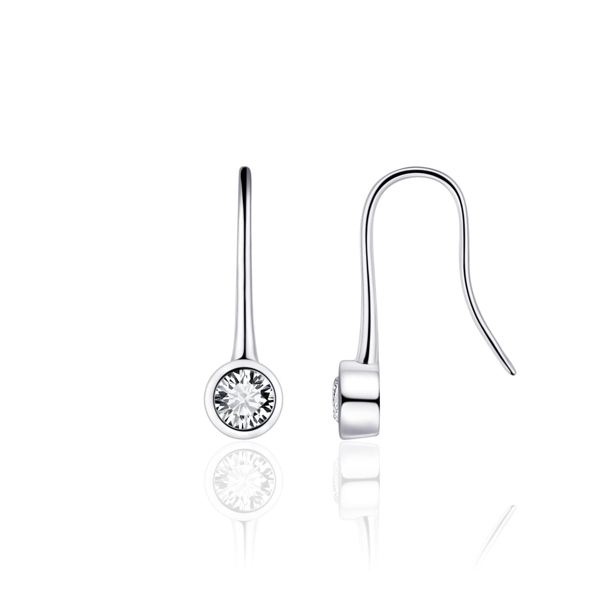 Gisser Oorringen Zilver Gerhodineerd Zirkonia Wit – E1006