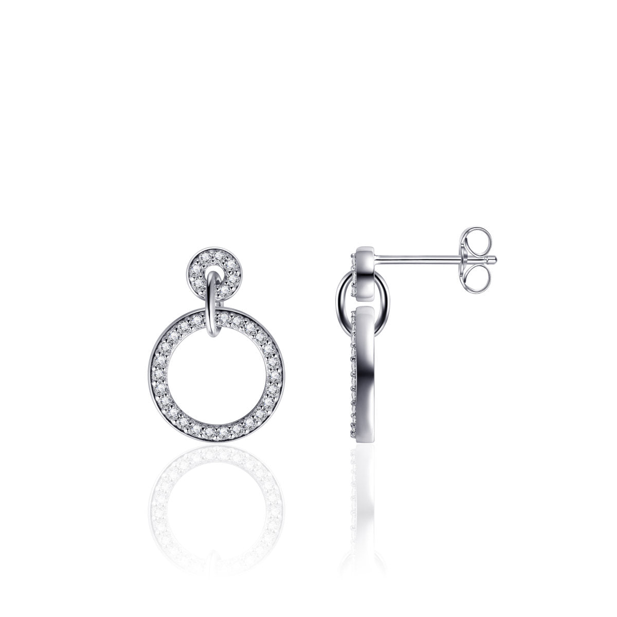 Gisser Oorringen Zilver Gerhodineerd Zirkonia Wit – E1020