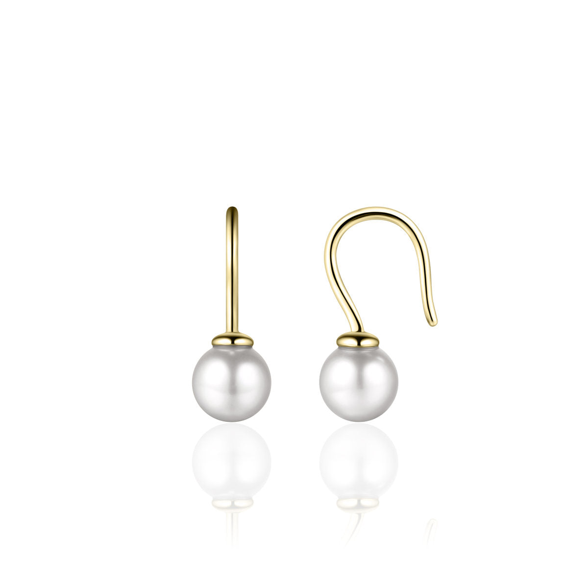 Gisser Oorringen Zilver Geel Verguld Synthetische parel Wit – E1023/7Y