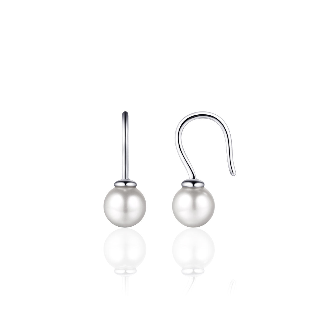 Gisser Oorringen Zilver Gerhodineerd Synthetische parel Wit – E1023/7