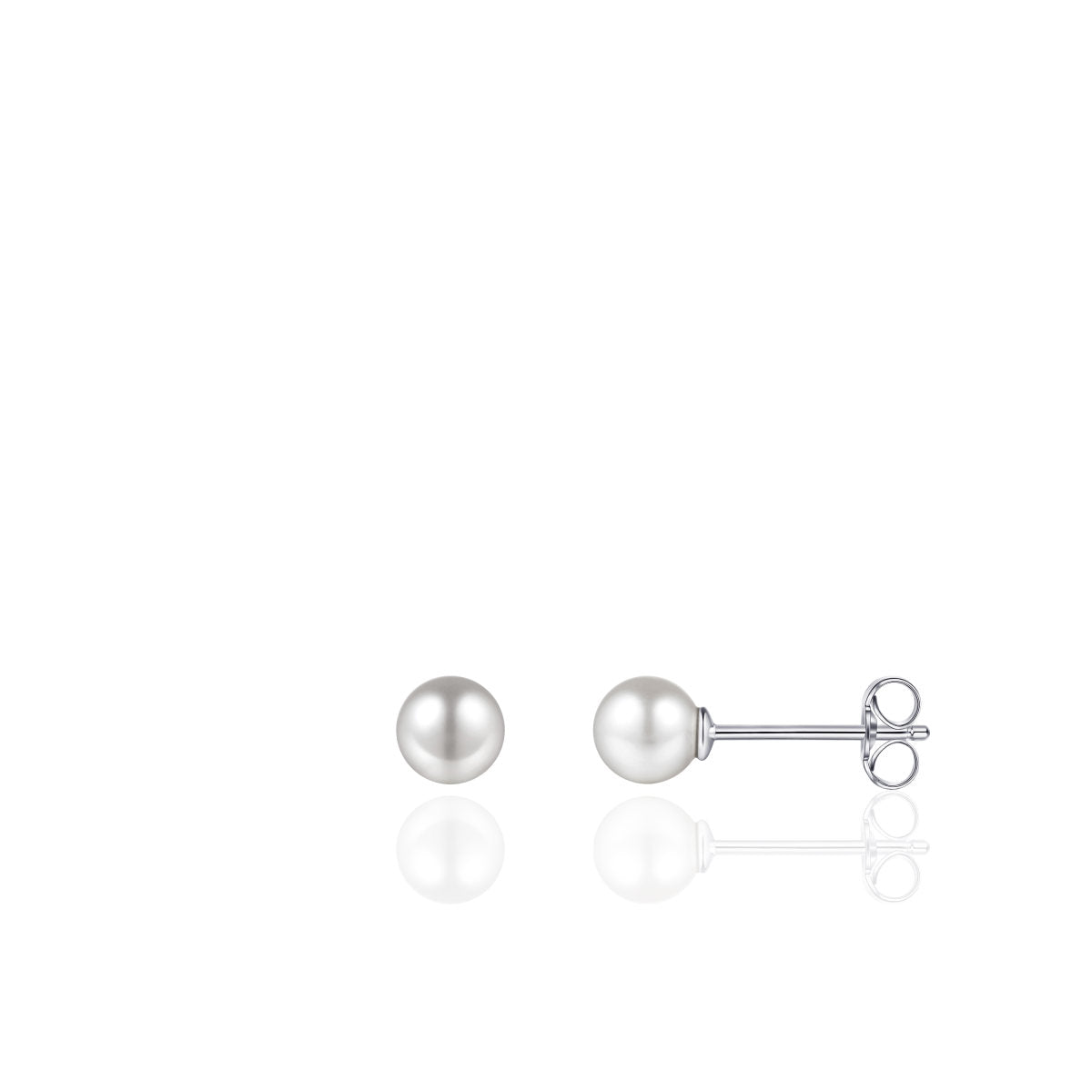 Gisser Oorringen Zilver Gerhodineerd Synthetische parel Wit – E1025/5