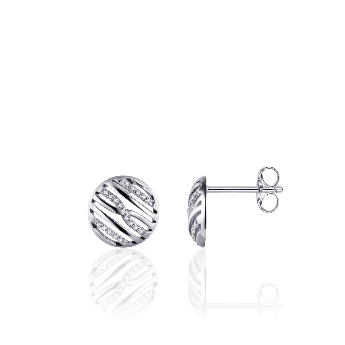Gisser Oorringen Zilver Gerhodineerd Zirkonia Wit – E1037