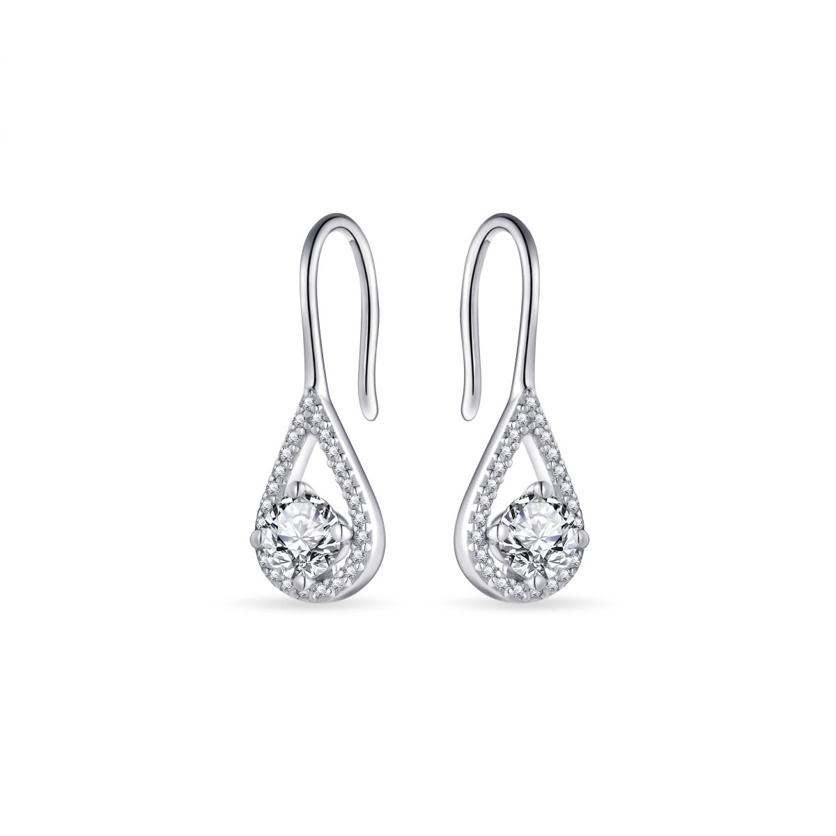 Gisser Oorringen Zilver Gerhodineerd Zirkonia Wit – E1042