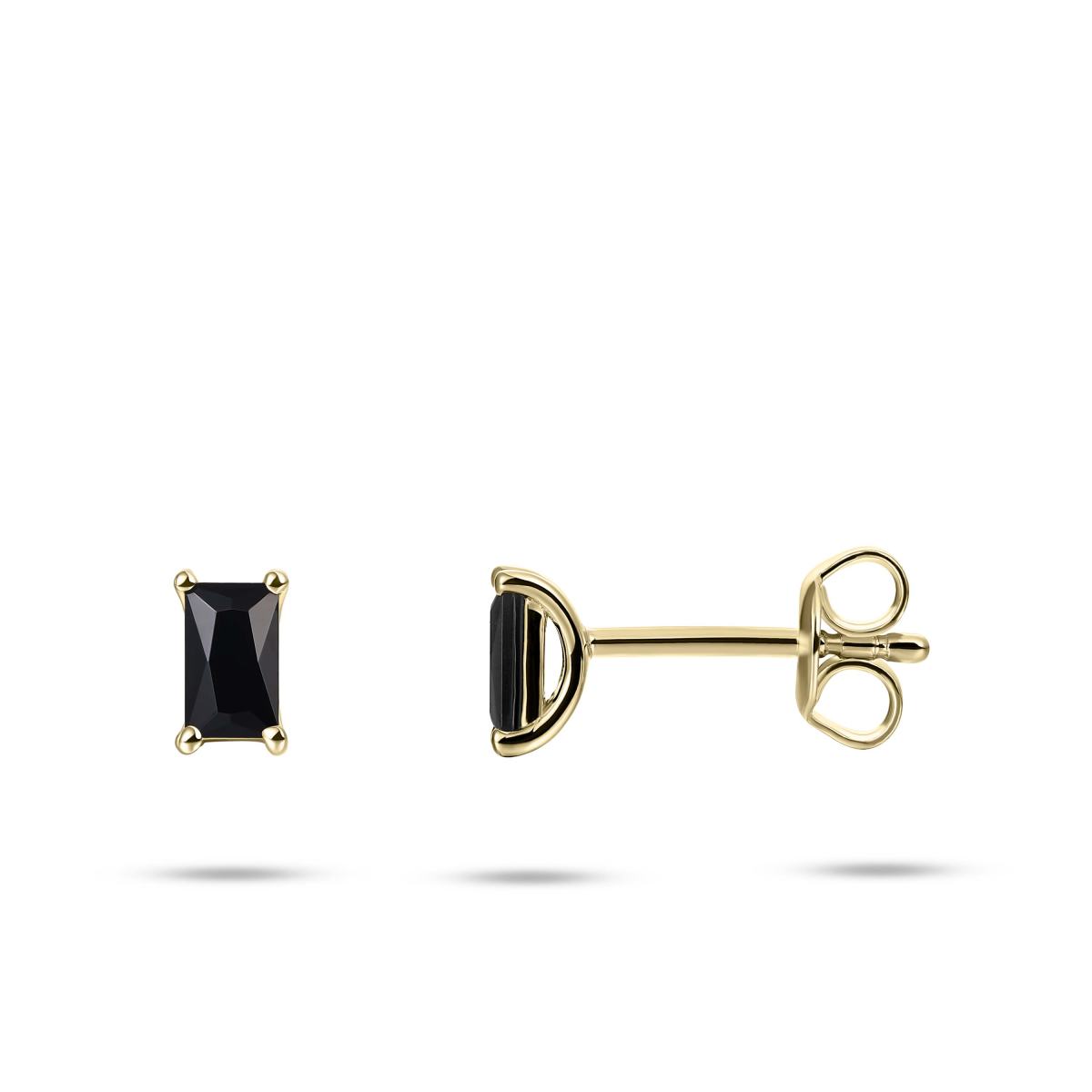 Gisser Oorringen Zilver Geel Verguld Zirkonia Zwart – E1046YZ – foto 2
