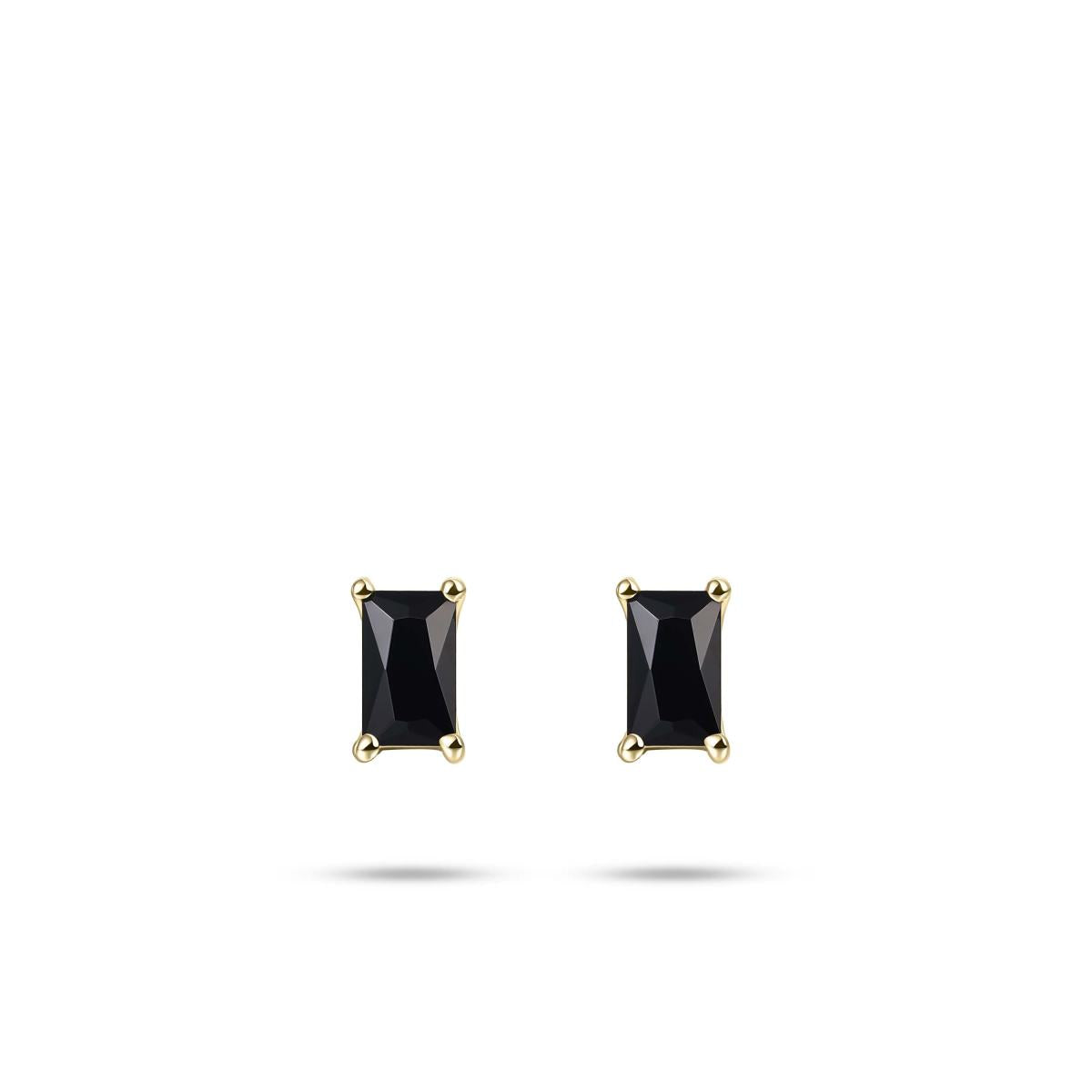 Gisser Oorringen Zilver Geel Verguld Zirkonia Zwart – E1046YZ