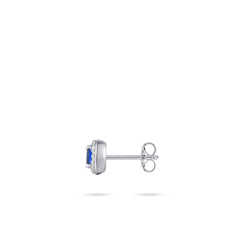 Gisser Oorringen Zilver Gerhodineerd Zirkonia Blauw – E1052B – foto 2