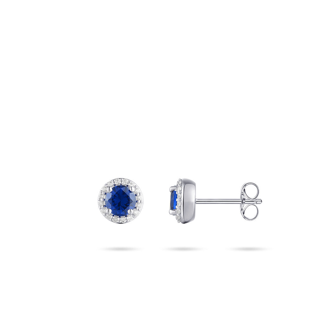 Gisser Oorringen Zilver Gerhodineerd Zirkonia Blauw – E1052B – foto 3