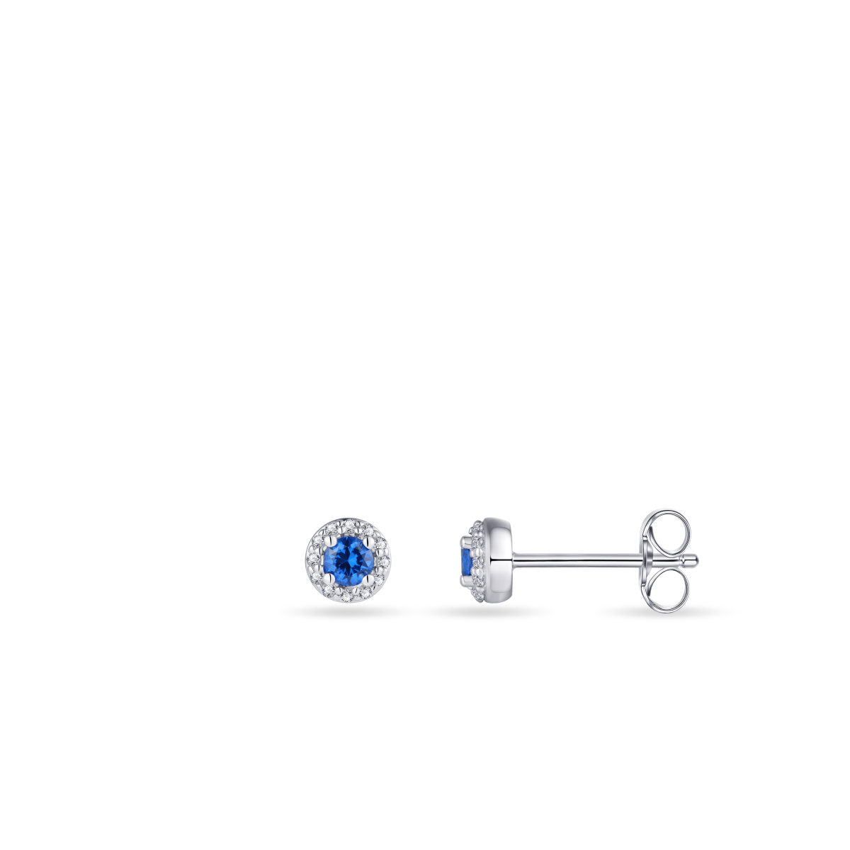 Gisser Oorringen Zilver Gerhodineerd Zirkonia Blauw – E1052B