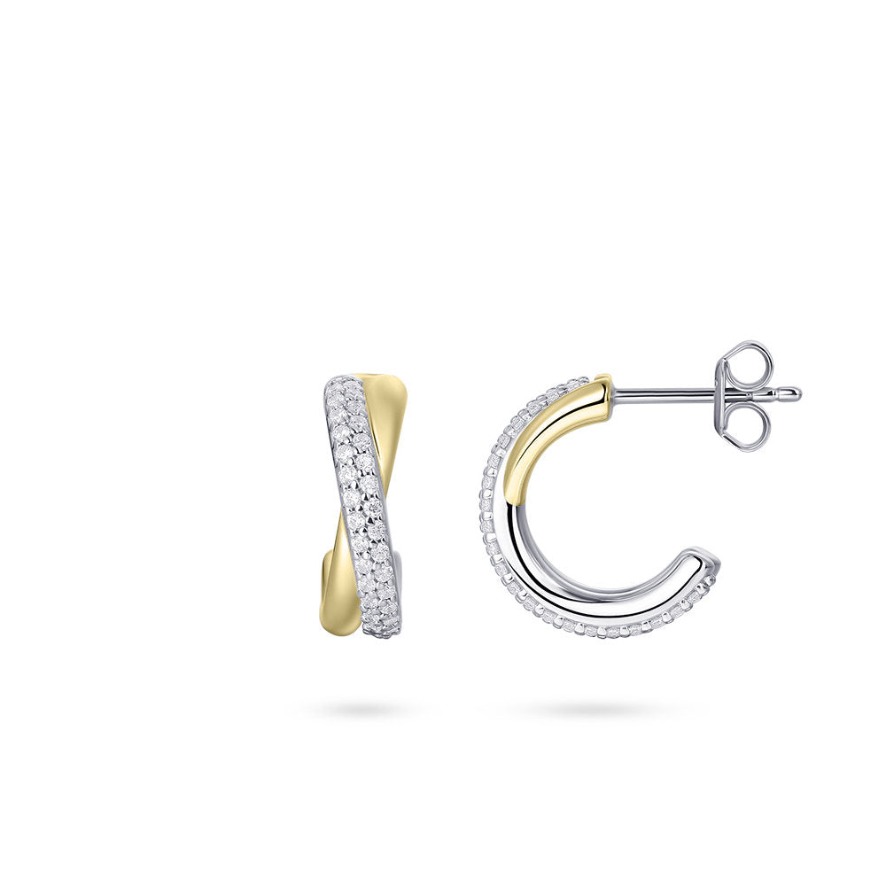 Gisser Oorringen Zilver Geel Verguld Zirkonia Wit – E1060Y – foto 3