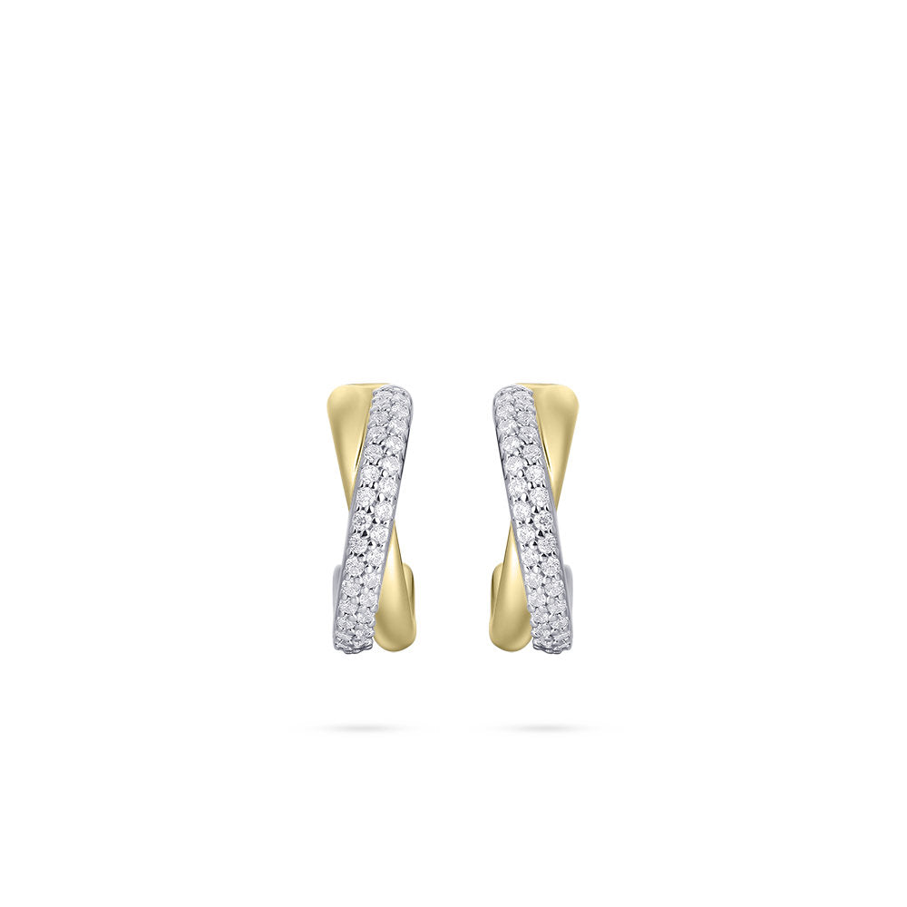 Gisser Oorringen Zilver Geel Verguld Zirkonia Wit – E1060Y