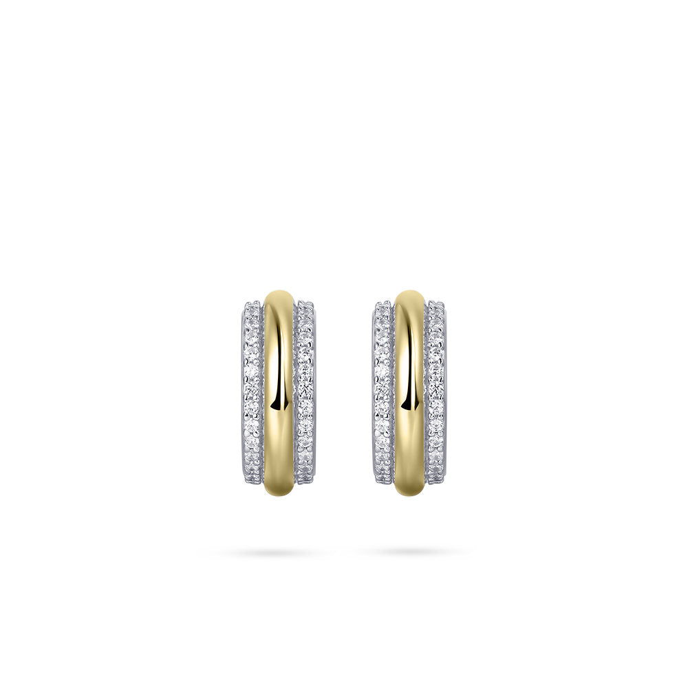 Gisser Oorringen Zilver Geel Verguld Zirkonia Wit – E1067Y