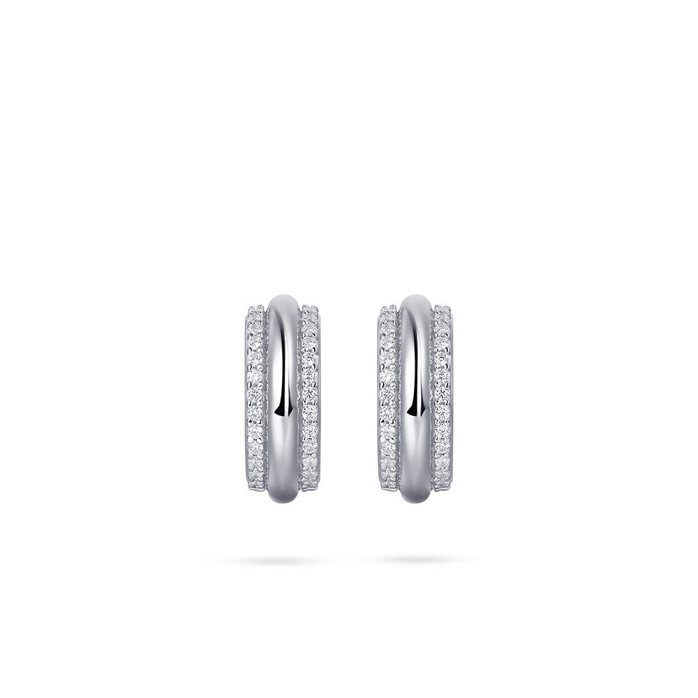 Gisser Oorringen Zilver Gerhodineerd Zirkonia Wit – E1067