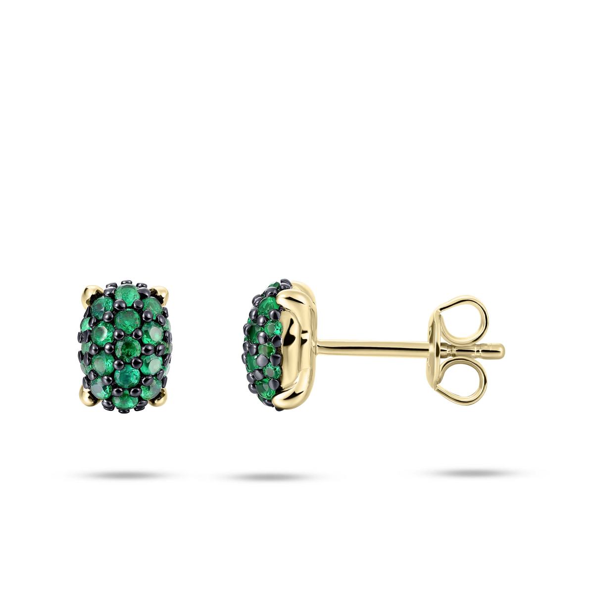 Gisser Oorringen Zilver Geel Verguld Zirkonia Groen – E1078YG – foto 2