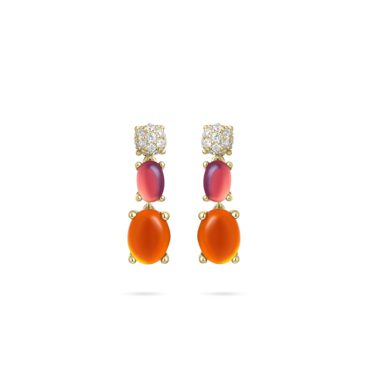 Gisser Oorringen Zilver Geel Verguld Zirkonia Oranje – E1082YO