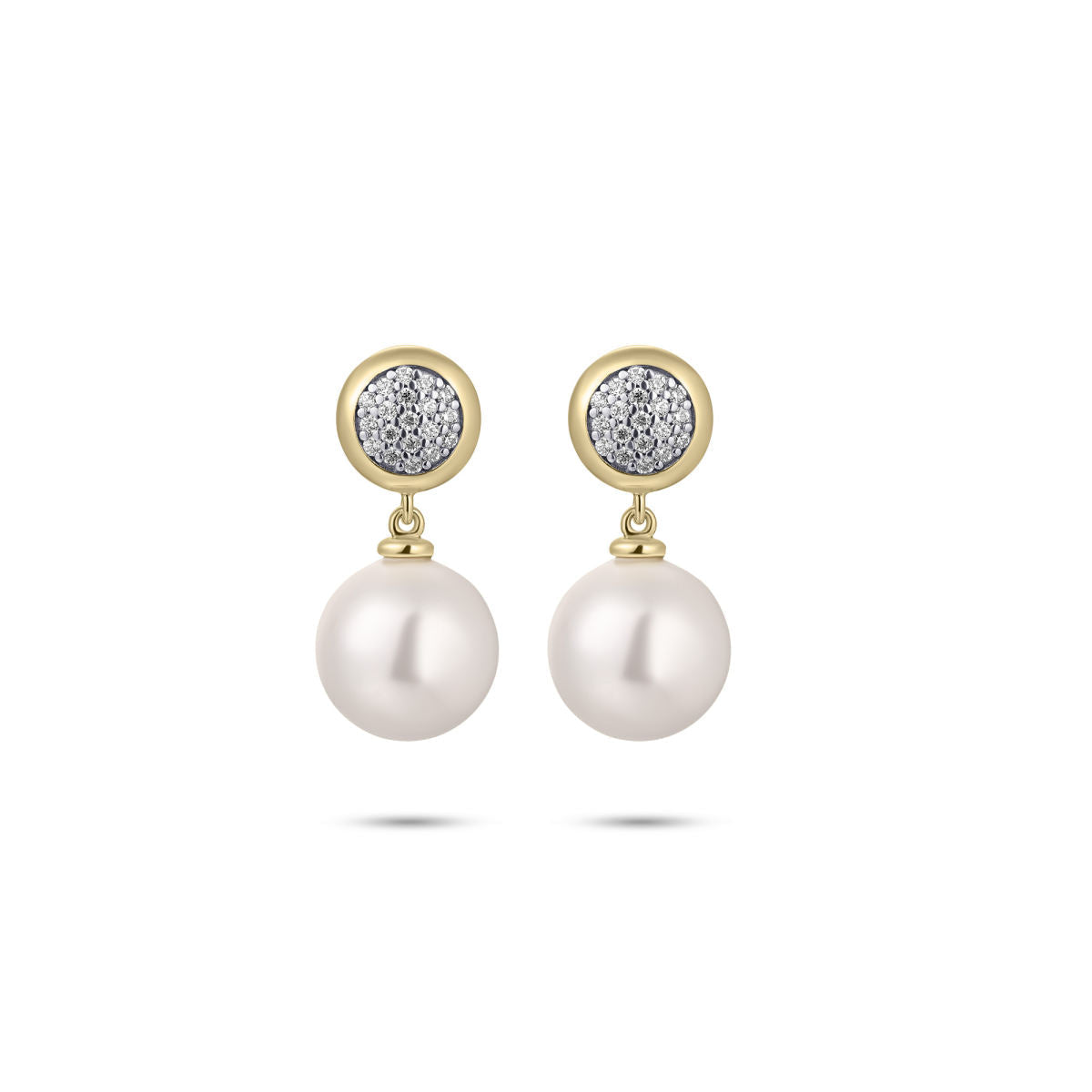 Gisser Oorbellen Zilver Geel Verguld Zirkonia Wit – E1086Y