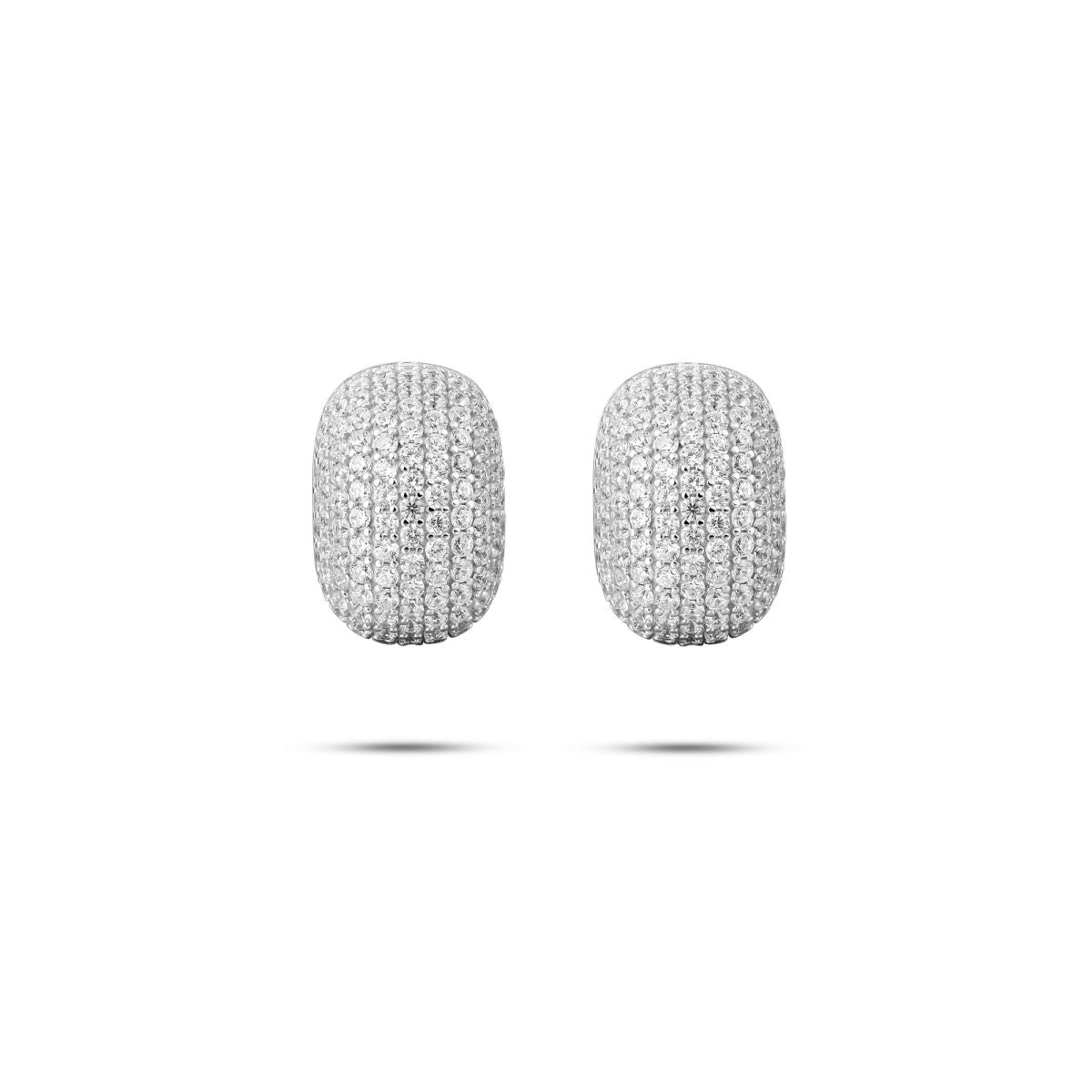 Gisser Oorknoppen Zilver Gerhodineerd Zirkonia Wit – E1088