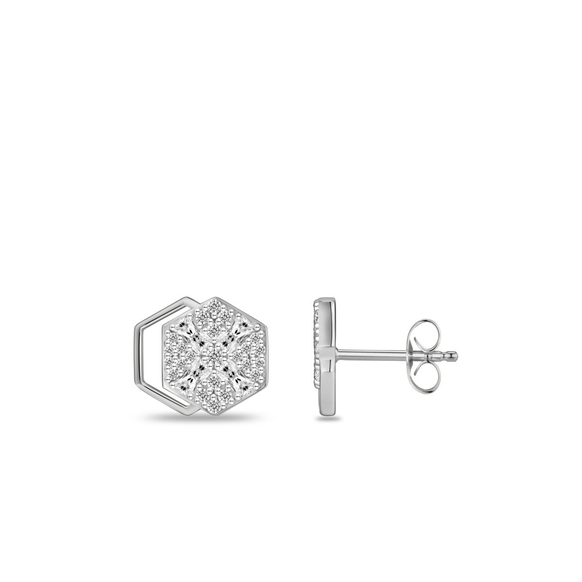 Gisser Oorringen Zilver Gerhodineerd Zirkonia Wit – E1092 – foto 3