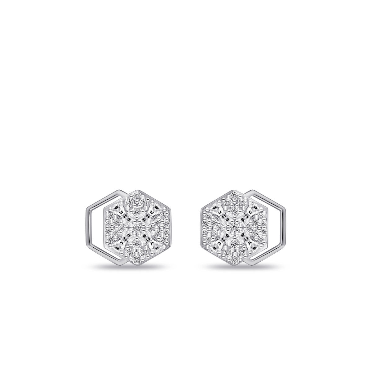 Gisser Oorringen Zilver Gerhodineerd Zirkonia Wit – E1092