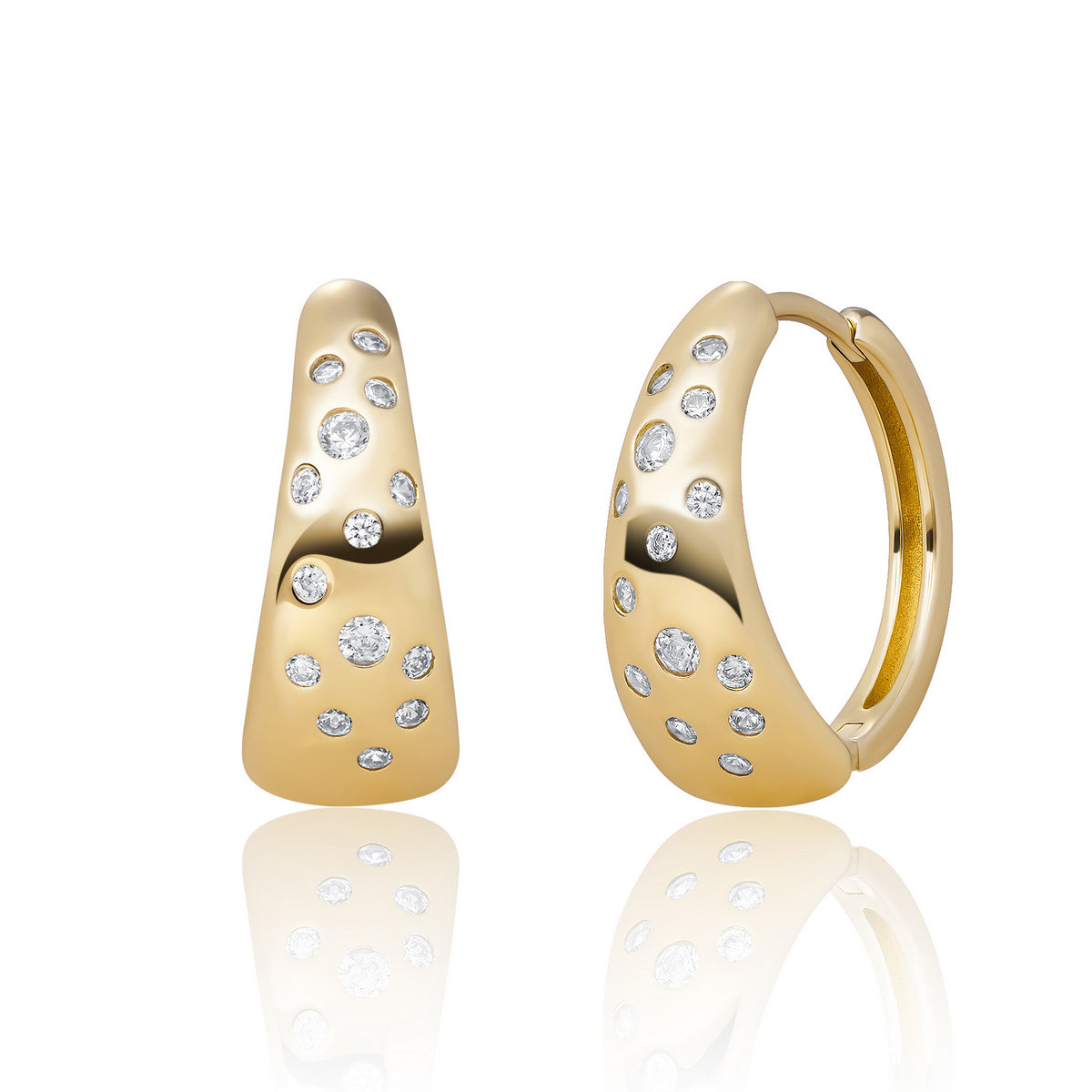 Sparkling Jewels Oorbellen Bold Flush Huggies Zirkonia EAG52 Goudkleurig