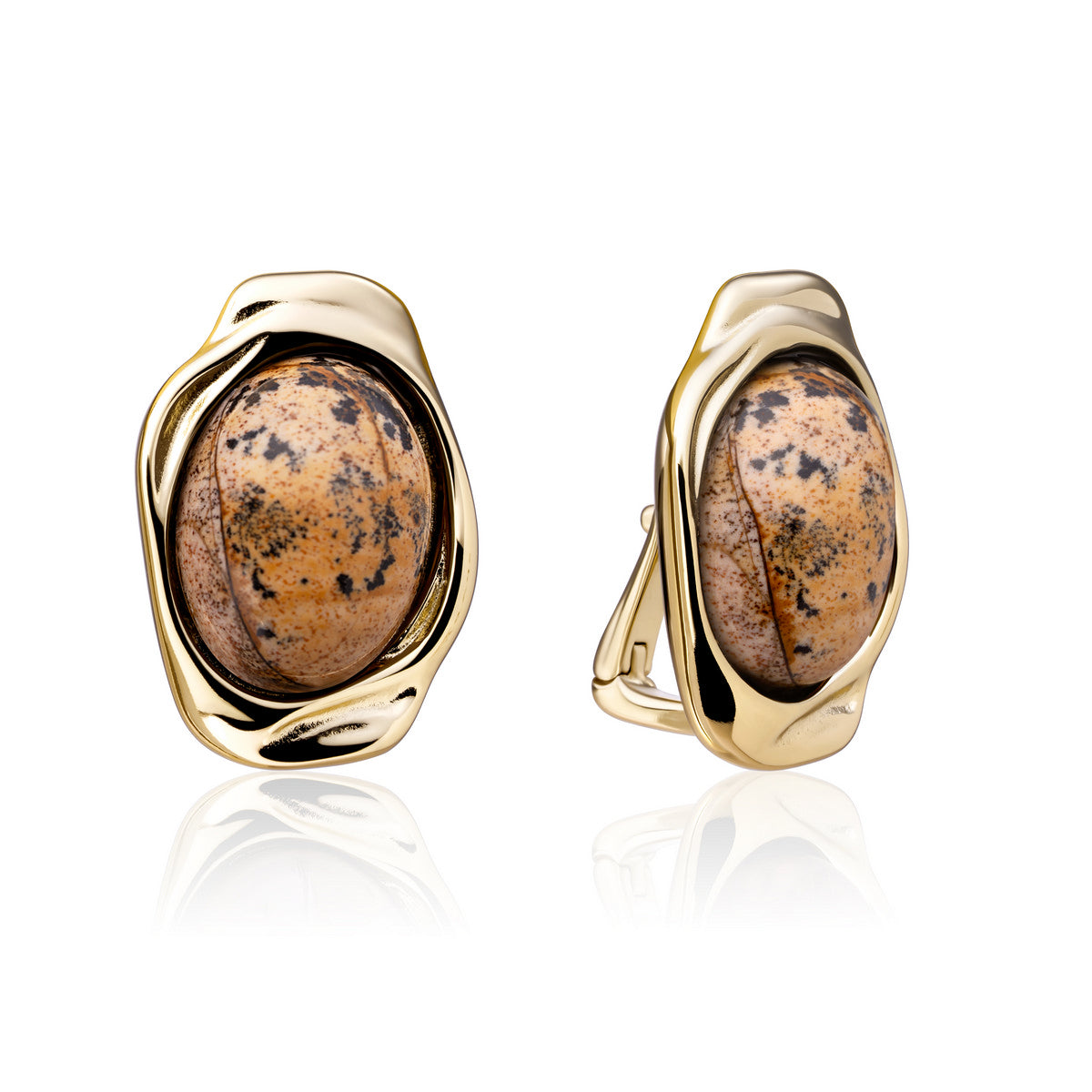 Sparkling Jewels Oorbellen Flow Landschapsjaspis EAG53-G22 Goudkleurig