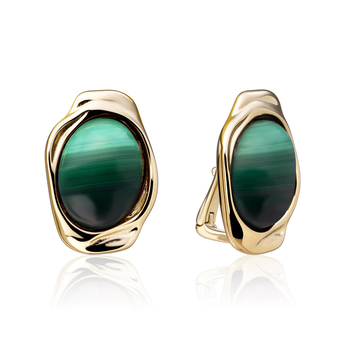 Sparkling Jewels Oorbellen Flow Malachiet EAG53-G73 Goudkleurig