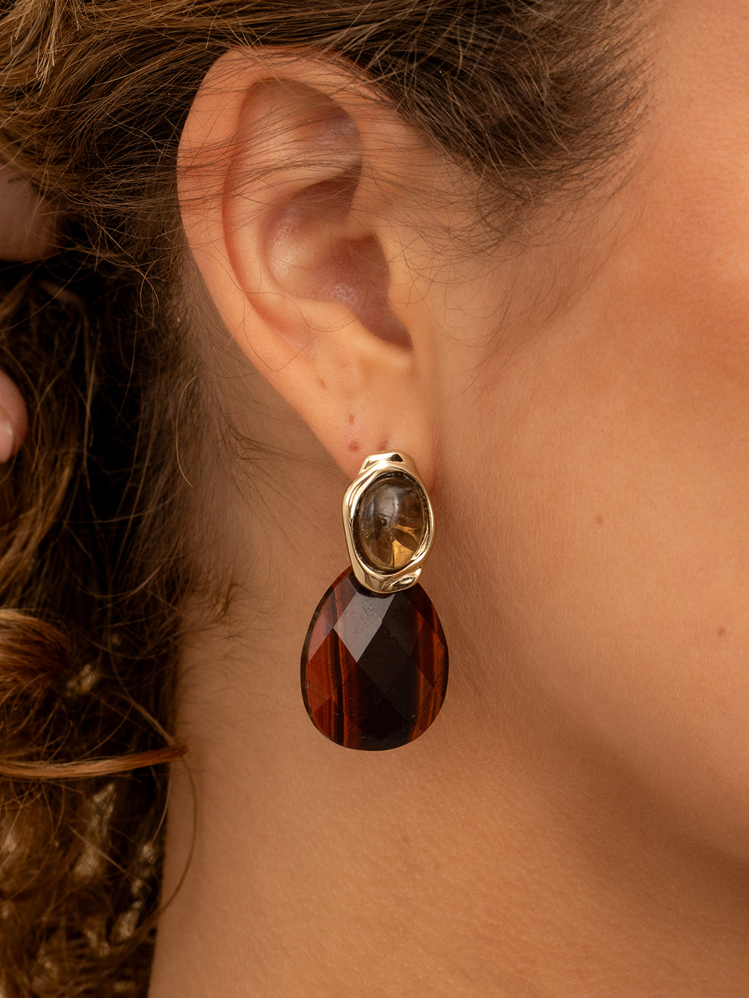 Sparkling Jewels Oorstenen Afterglow Rode Tijgeroog EAGEM15