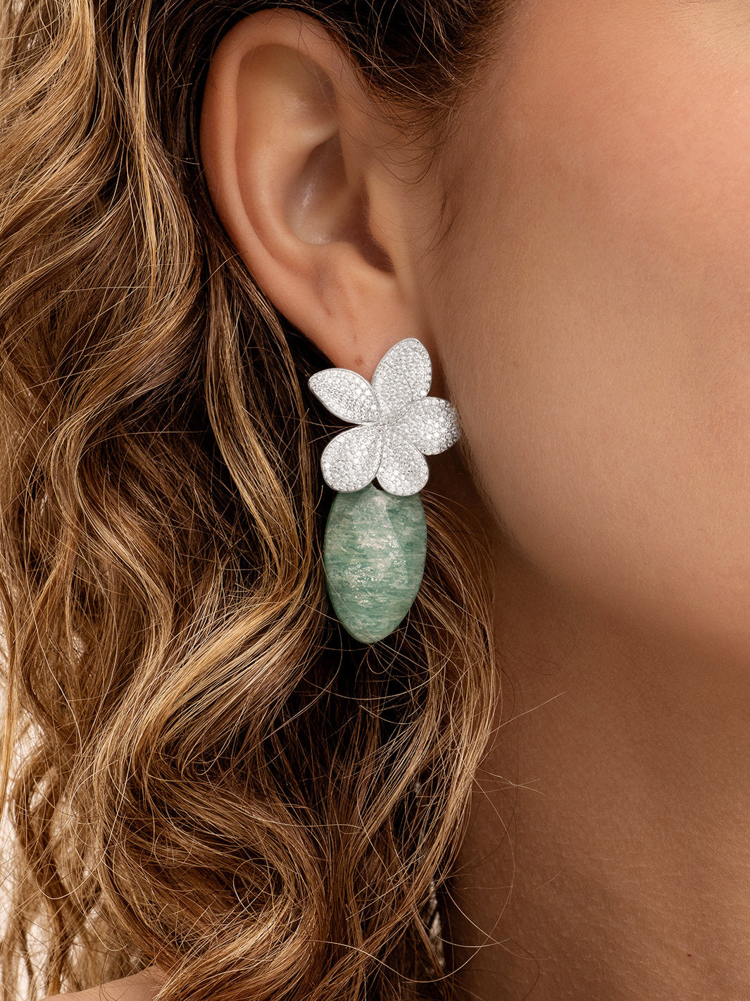 Sparkling Jewels Oorstenen Leaf Rich Groene Amazoniet EAGEM57-FCLF-S