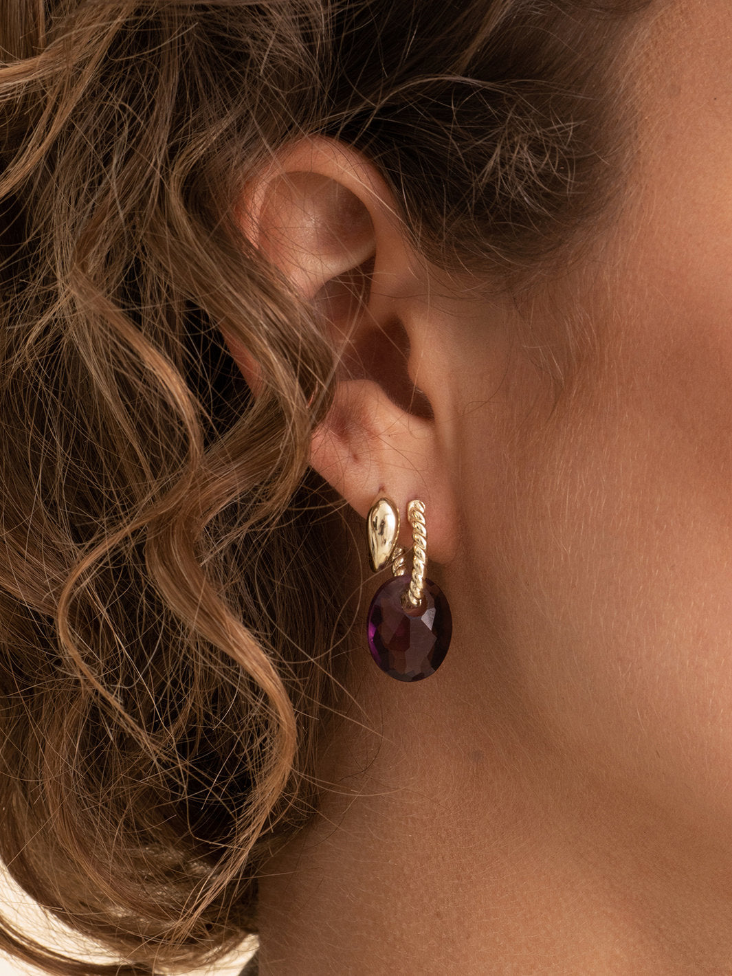 Sparkling Jewels Oorstenen Small Oval - Aubergine Kwarts EAGEM59-SO