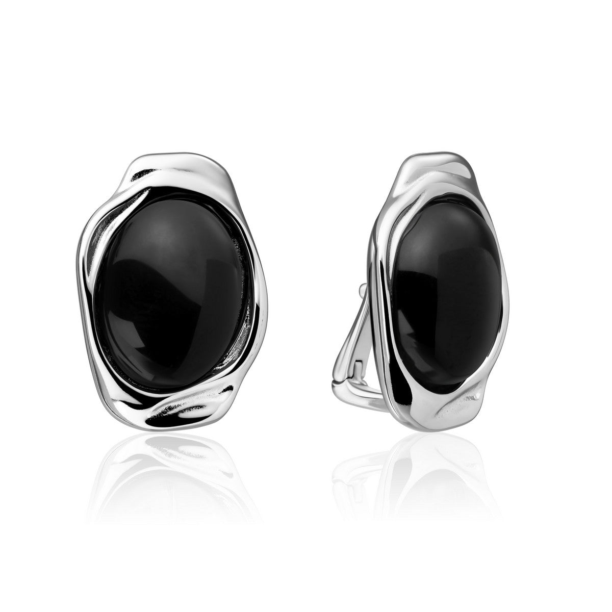 Sparkling Jewels Oorbellen Flow Onyx EAS53-G07 Zilverkleurig