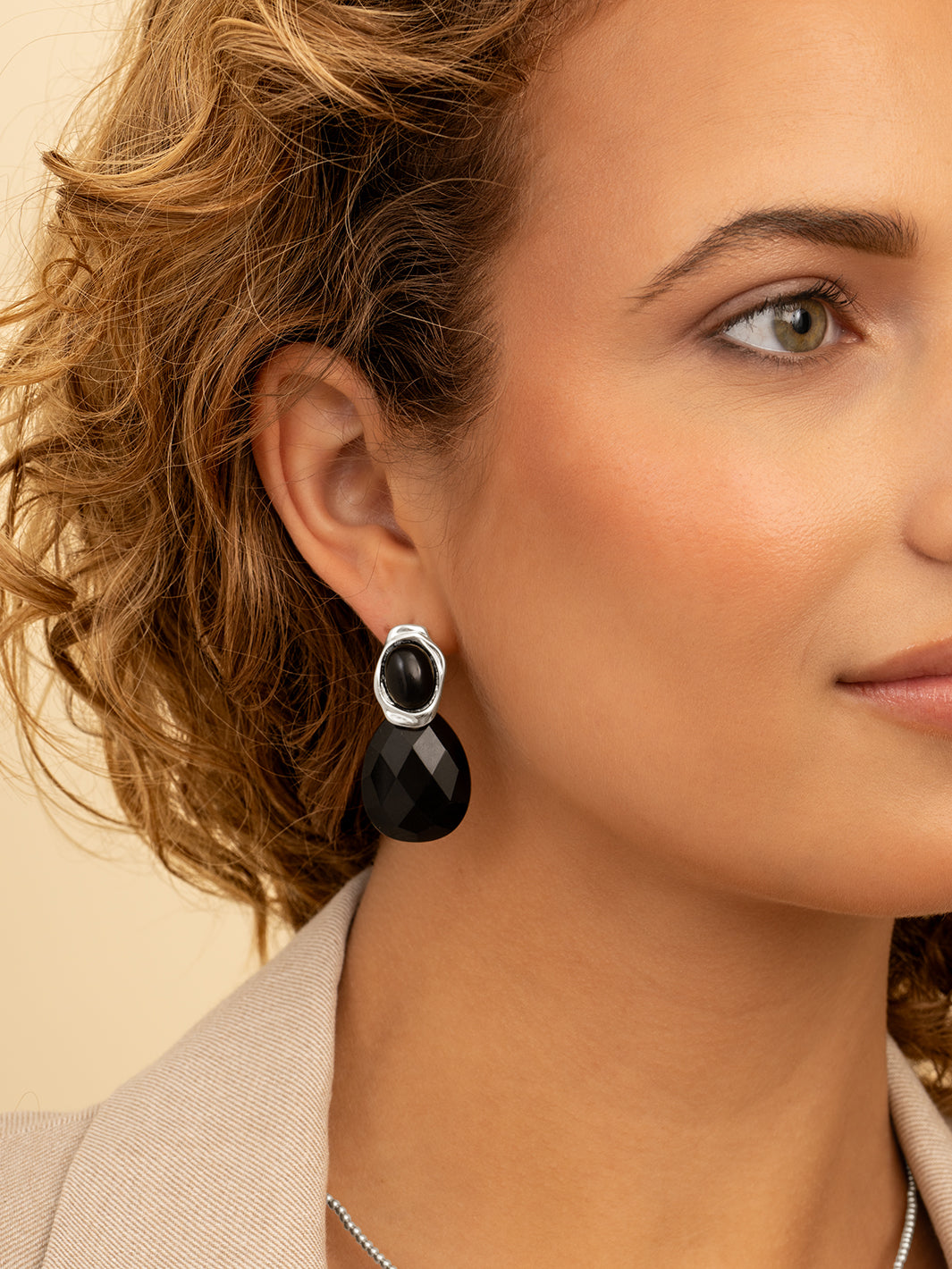 Sparkling Jewels Oorbellen Flow Onyx EAS53-G07 Zilverkleurig