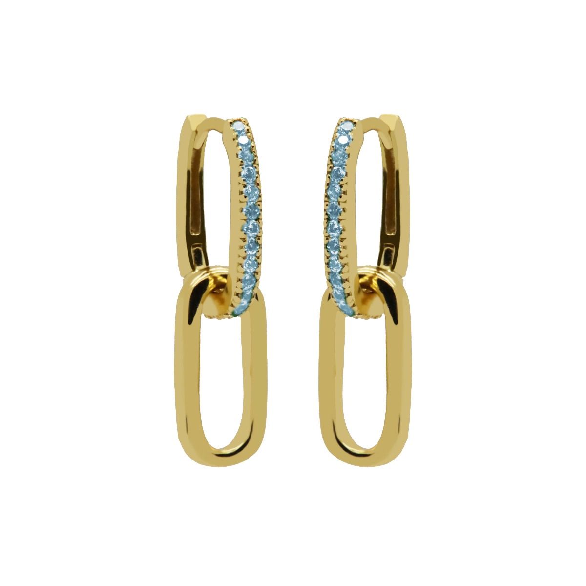Karma Plain Hinged Hoops Zirconia Densely Light Blue Goldplated - H233GP_JB oorbellen