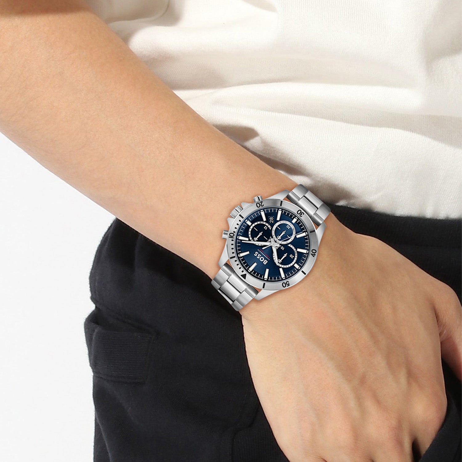 Hugo Boss Heren Horloge HB1514069 44 mm Zilverkleurig