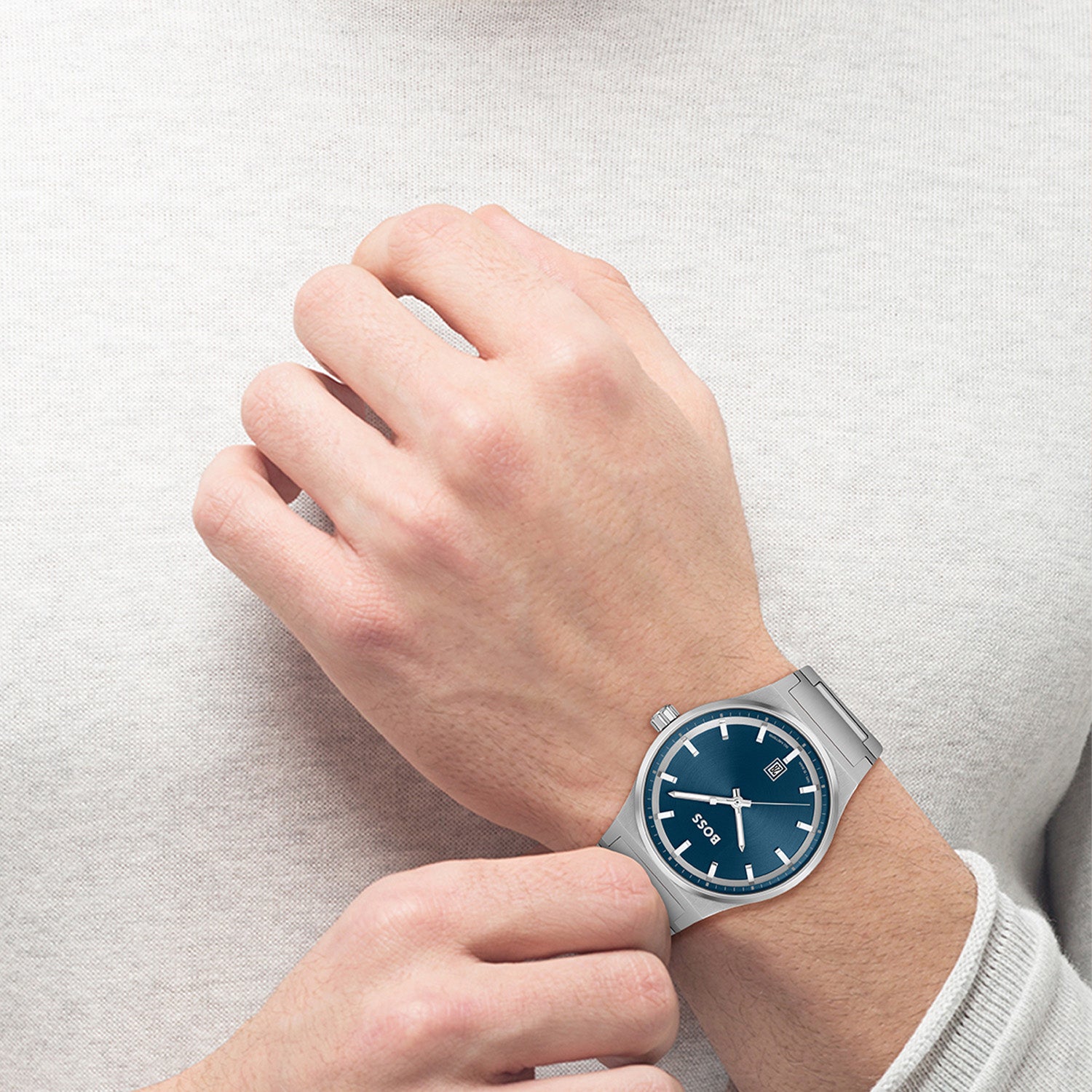 Hugo Boss Heren Horloge HB1514076 41 mm Zilverkleurig