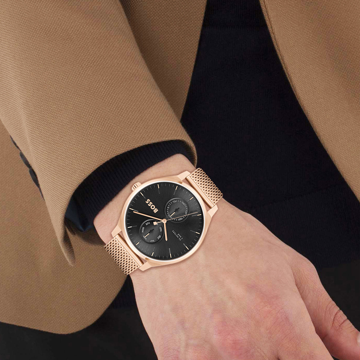 Hugo Boss Heren Horloge HB1514104 43 mm Rosékleurig