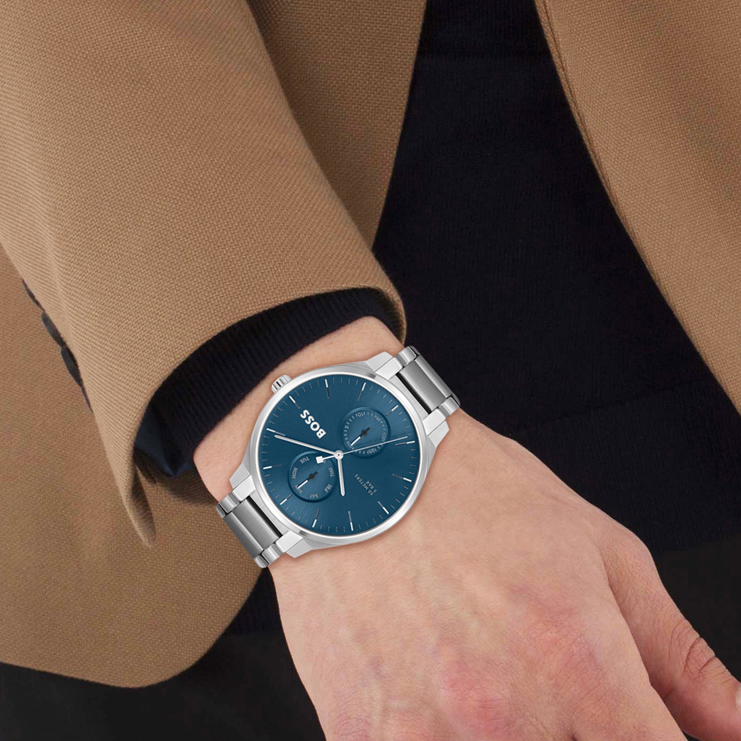 Hugo Boss Heren Horloge HB1514106 43 mm Zilverkleurig