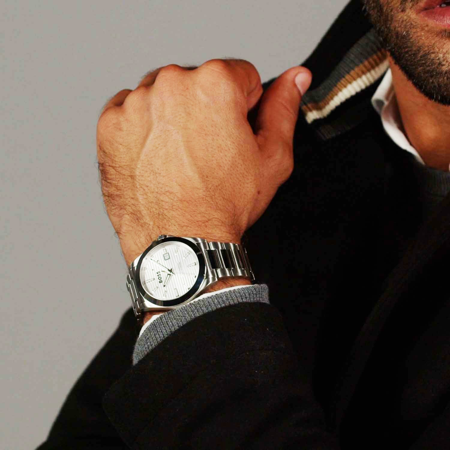 Hugo Boss Heren Horloge HB1514176 41 mm Zilverkleurig