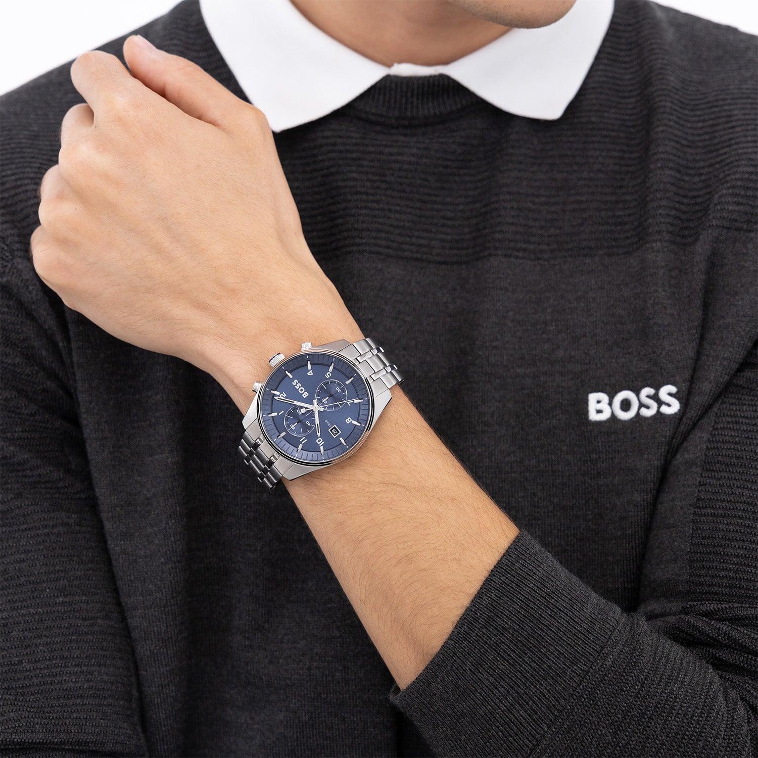 Hugo Boss Heren Horloge HB1514216 44 mm Zilverkleurig