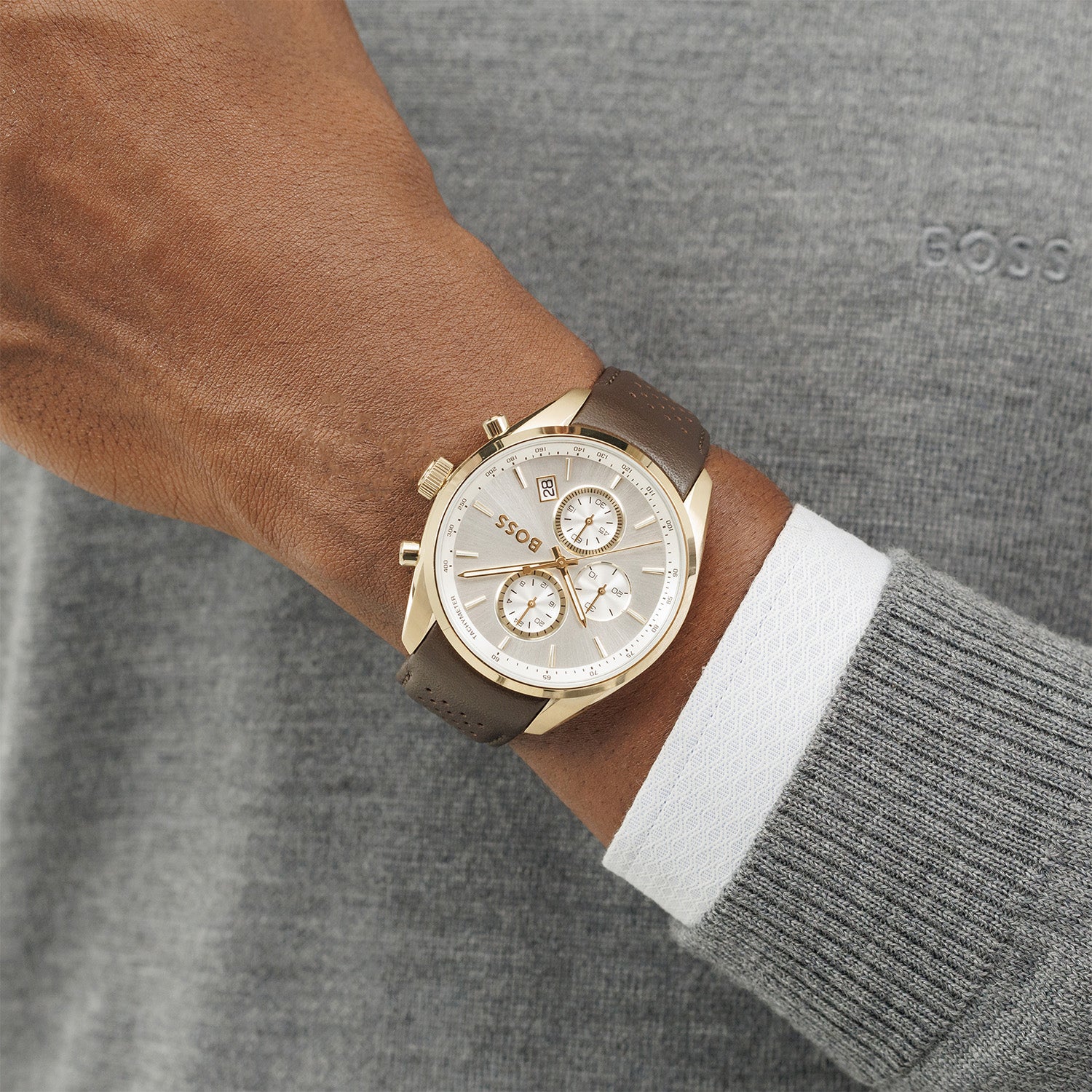 Hugo Boss Heren Horloge HB1514225 44 mm Goudkleurig