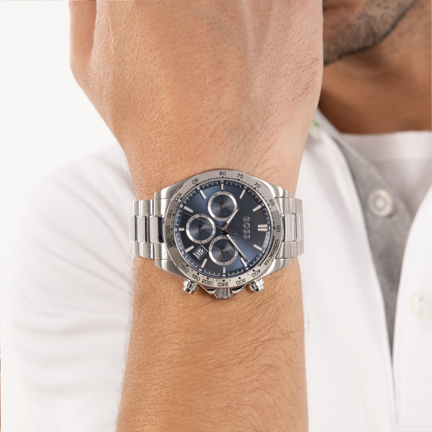 Hugo Boss Heren Horloge HB1514315 44 mm Zilverkleurig
