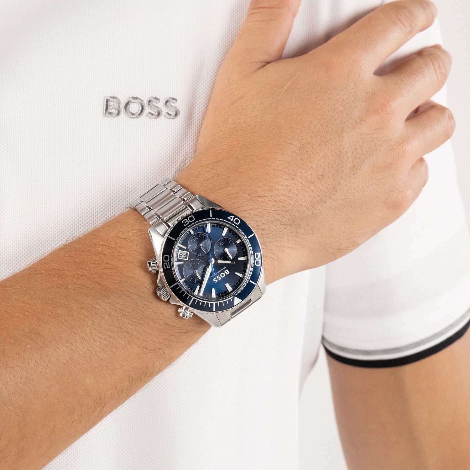 Hugo Boss Heren Horloge HB1514322 44 mm Zilverkleurig