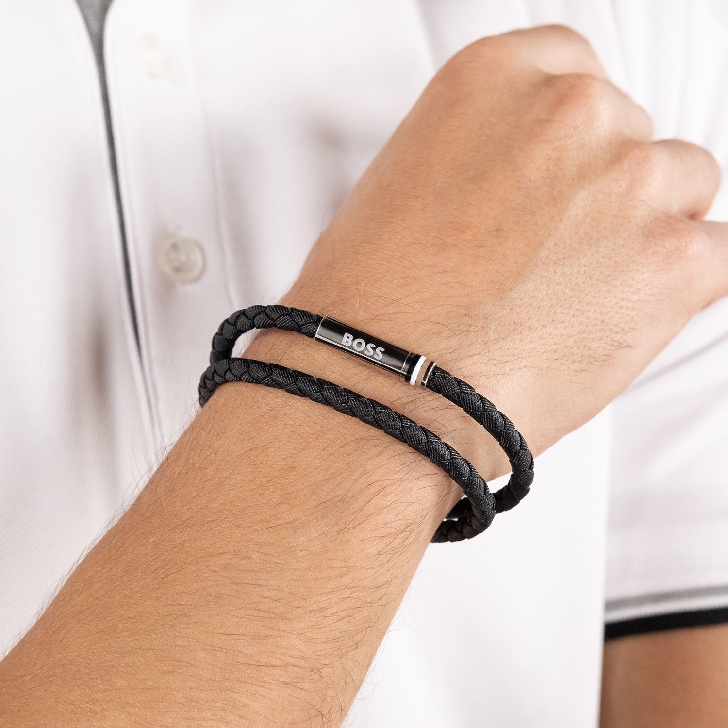 Hugo Boss Armband HBJ1580796 Heren Zwart 19 cm