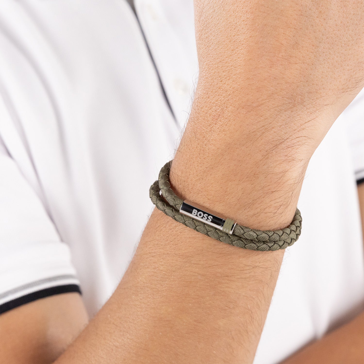 Hugo Boss Armband HBJ1580797 Heren Groen 19 cm