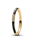 Pandora Zwart emaille en stenen ring 163686C01 - PansiteNederland.nl
