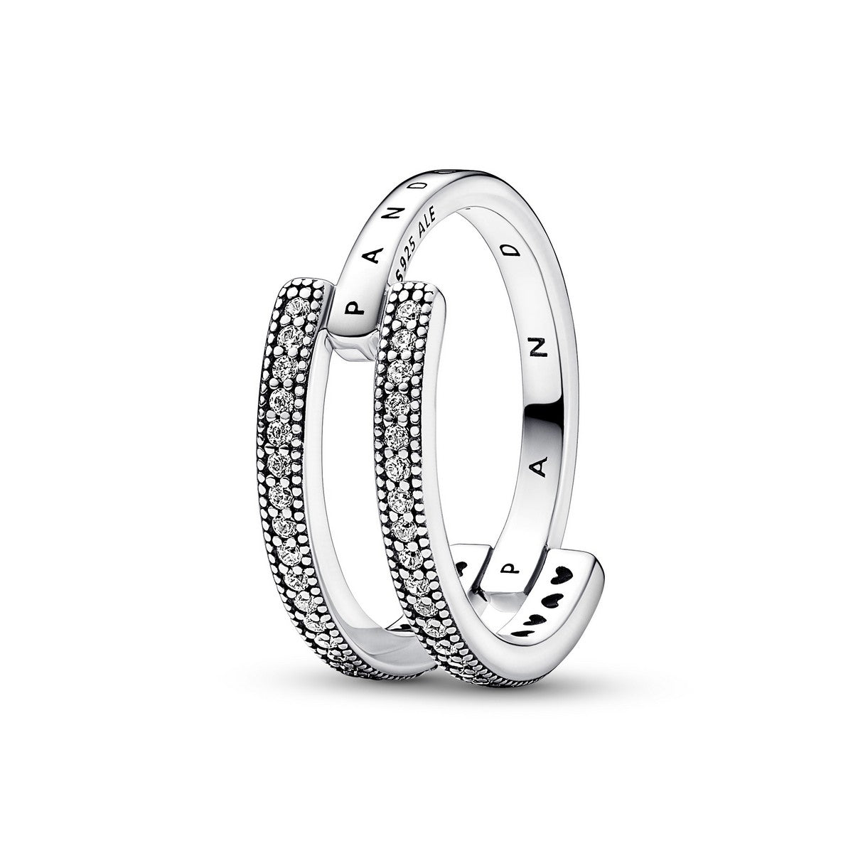 Pandora Signature Logo & Pave Double Band Ring 192779C01, exclusief en kwalitatief hoogwaardig. Ontdek nu!