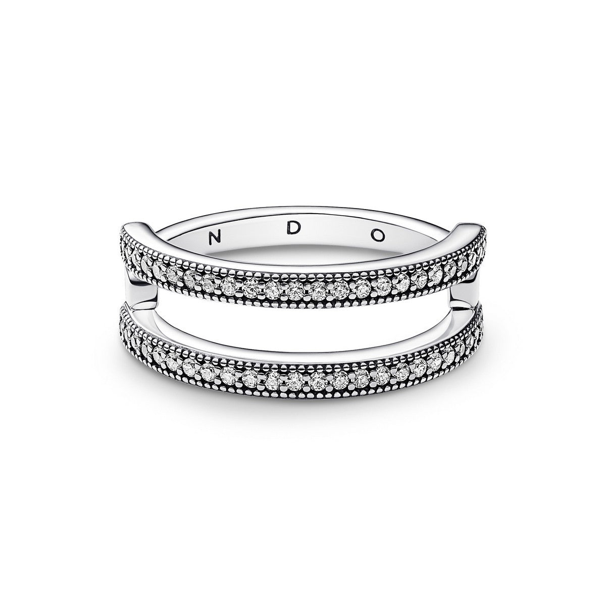 Pandora Signature Logo & Pave Double Band Ring 192779C01, exclusief en kwalitatief hoogwaardig. Ontdek nu!