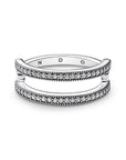 Pandora Signature Logo & Pave Double Band Ring 192779C01, exclusief en kwalitatief hoogwaardig. Ontdek nu!