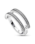 Pandora Signature Logo & Pave Double Band Ring 192779C01, exclusief en kwalitatief hoogwaardig. Ontdek nu!